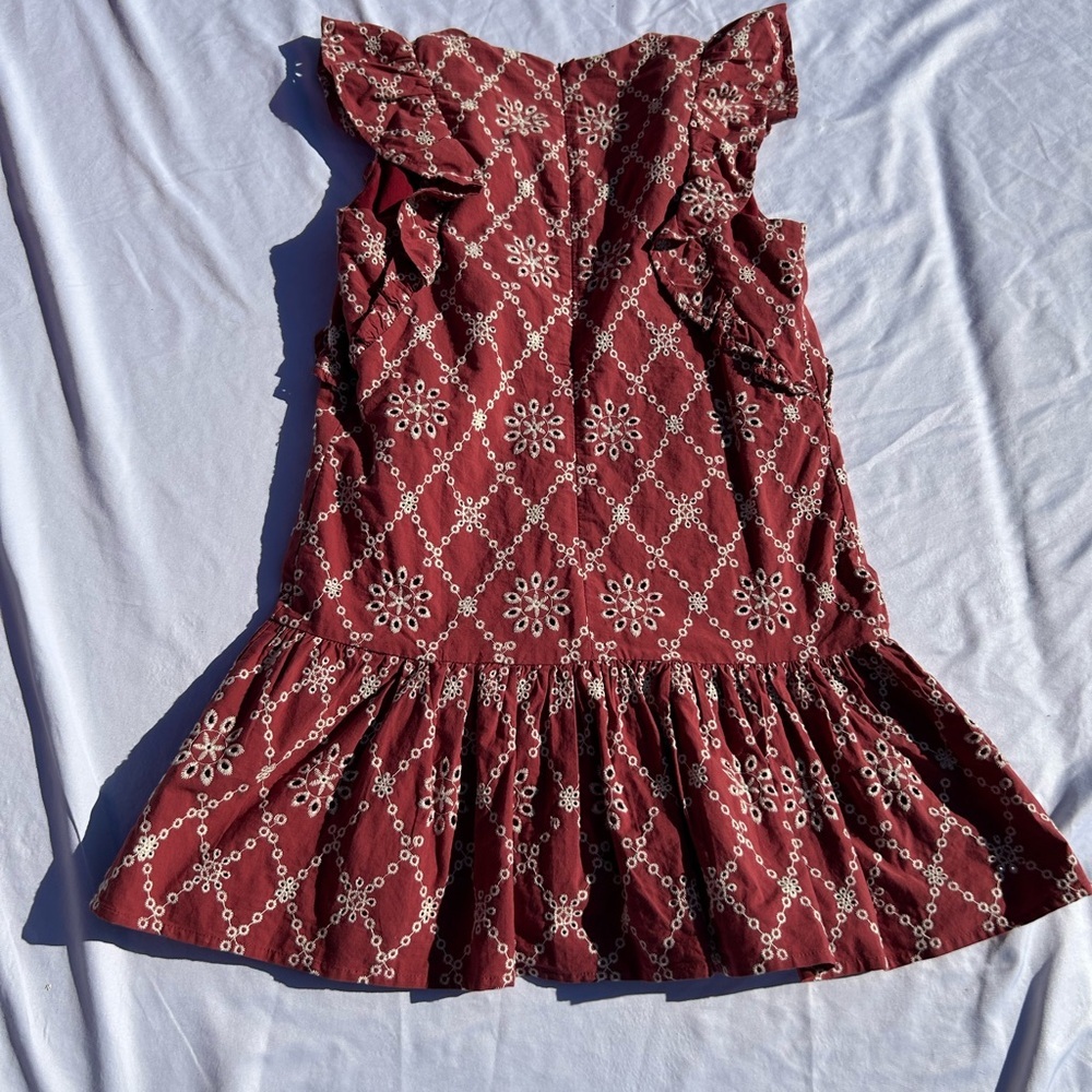 Woman’s Free the Roses' Red Floral Eyelet Ruffle Dress size small - Picture 6 of 6